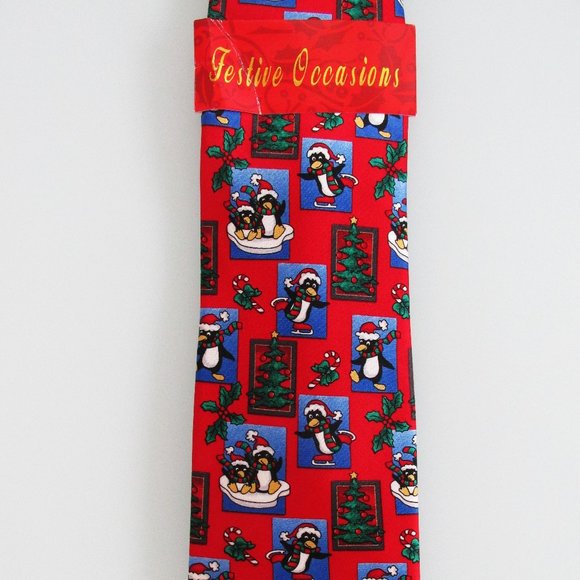 Festive Occasions (NWT) Men's Christmas Silk Tie - Picture 4 of 4